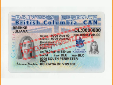 British Columbia Canada-Best Driver License  - Front