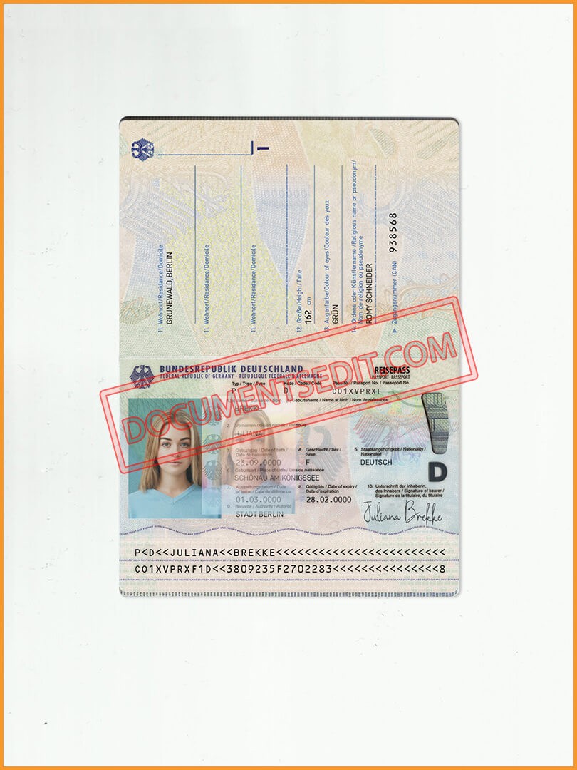 Germany Passport New - Documents Edit