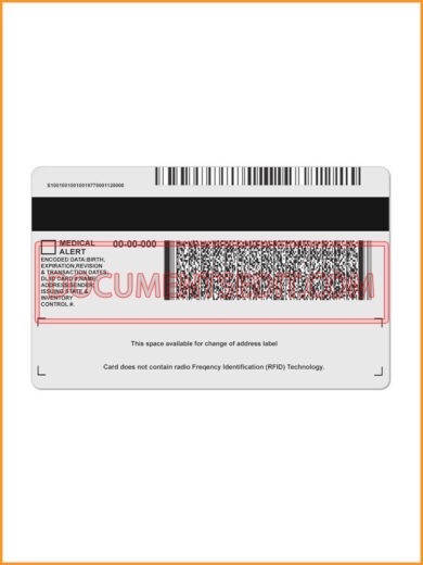 Michigan Identification Card Back