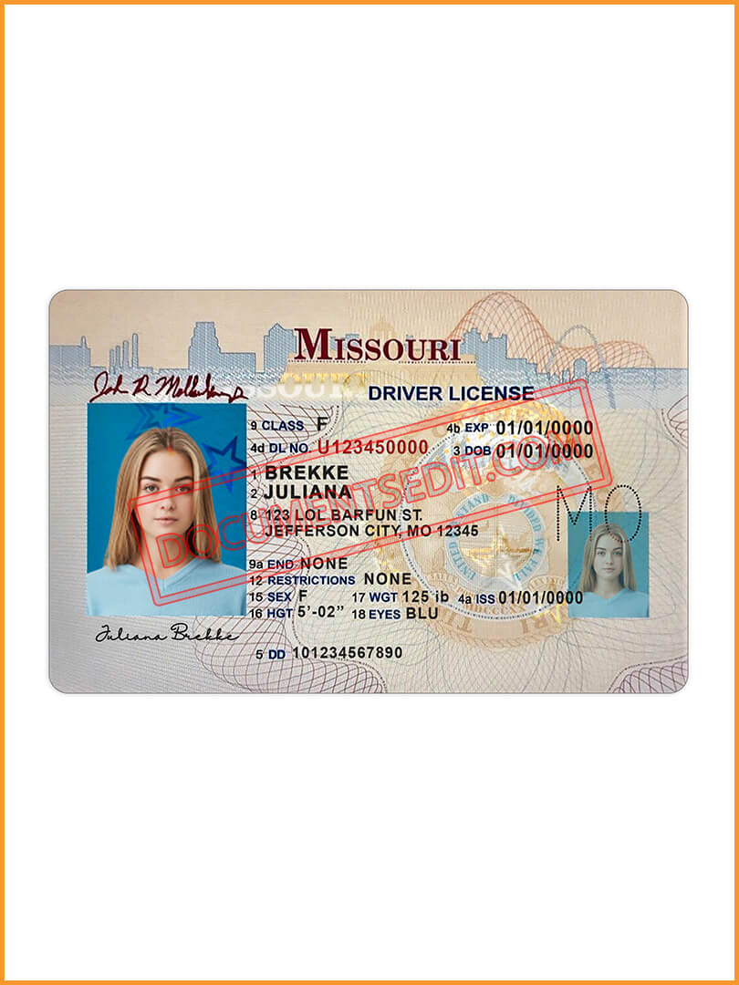 Free Editable Blank Missouri Drivers License Template