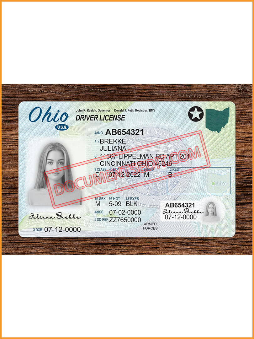 Ohio Driver License PSD Template - Documents Edit