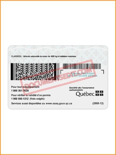 Quebec British Driver License 2022