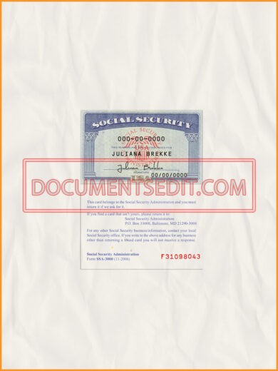 Social Security Card Front (Scaned)