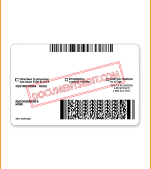 Texas Driving License Template Back
