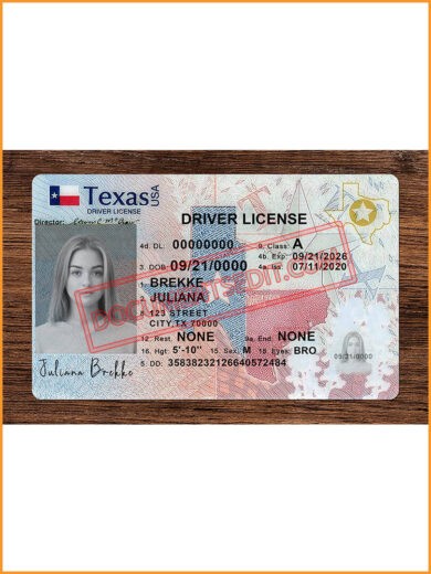 Texas New Driver License PSD Template Front 2