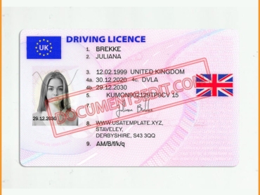UK Driver License Front