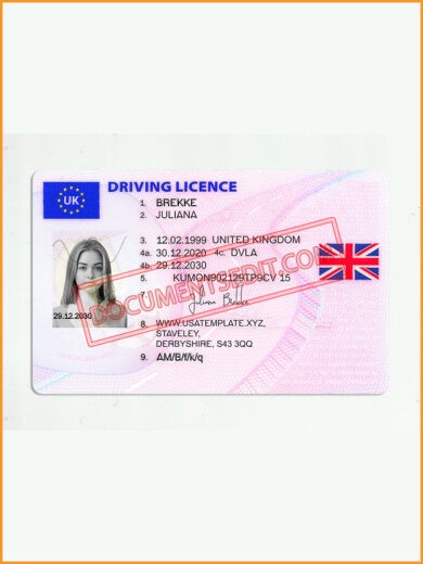 UK Driver License PSD Template