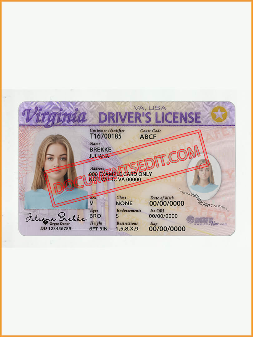 Virginia Drivers License Psd Template Documents Edit