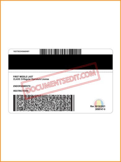 Alabama Driving License Back