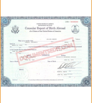Consular Report Of Birth Abroad-United States Of America