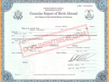 Consular Report Of Birth Abroad-United States Of America