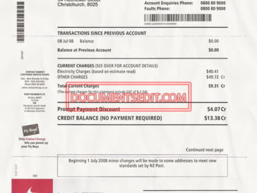 Contact Electric Bill Tax Invoice