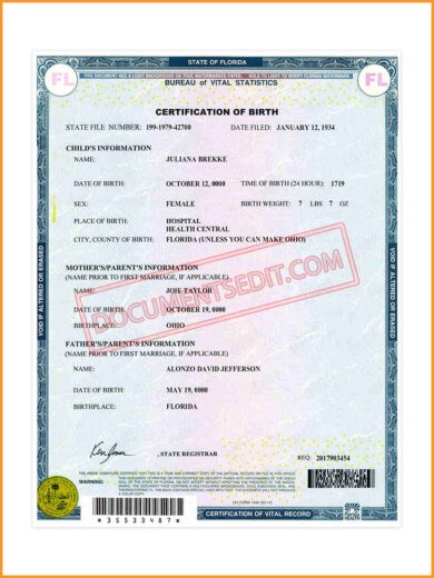 Florida Birth Certificates
