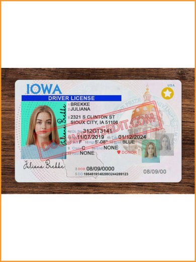 Iowa Driving License Front 2