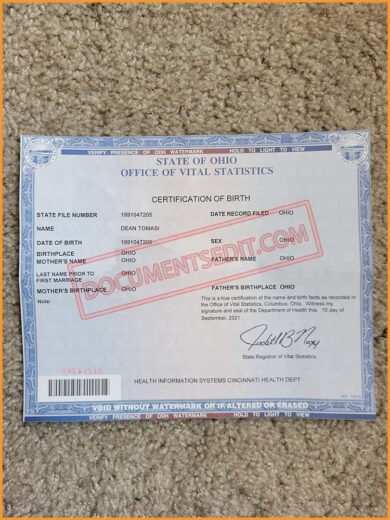 Ohio Birth Certificate