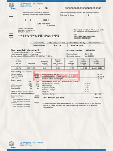Print Scaned Utility Bill Florida Power