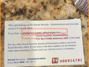 Social Security Card Back