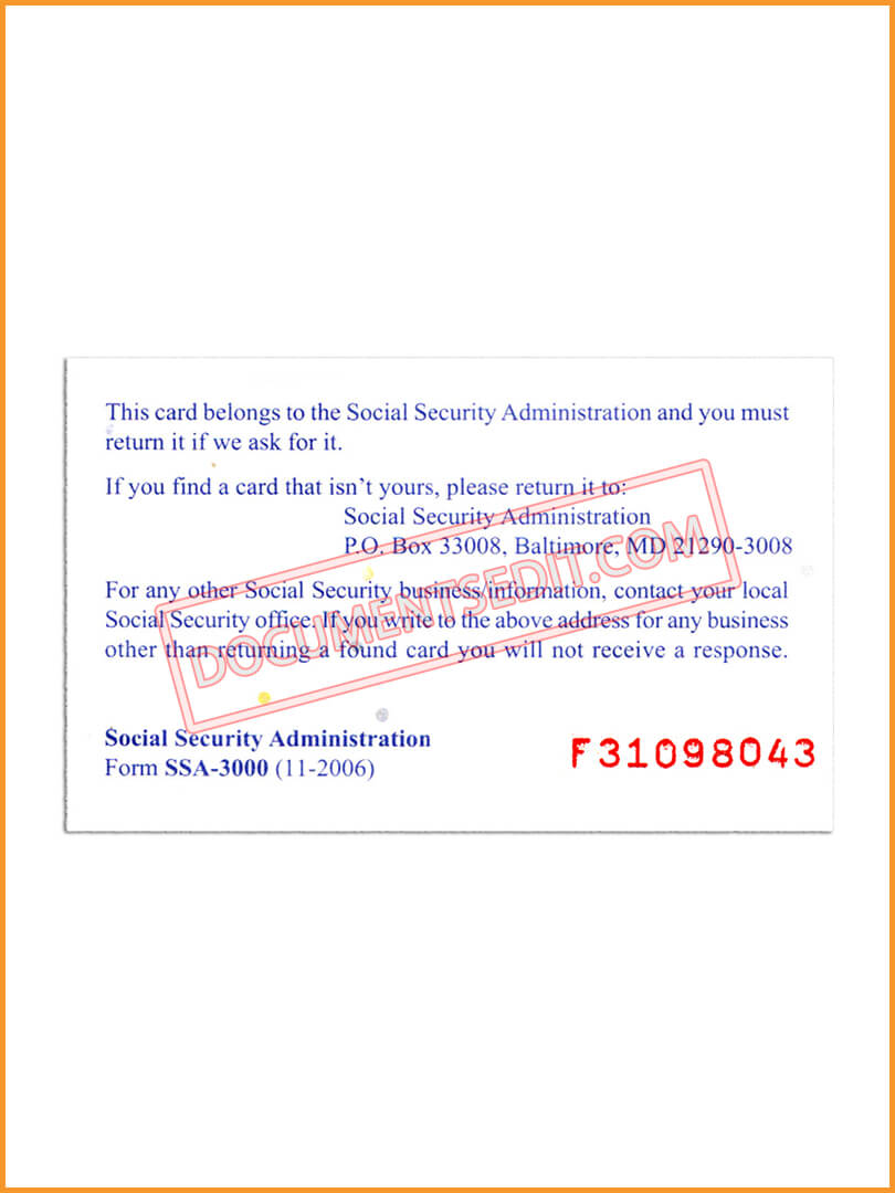 Social Security Card Template 05 Documents Edit