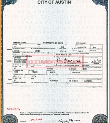 Texas Birth Certificates