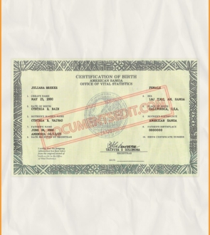 (scan) American Samoa Birth certificate