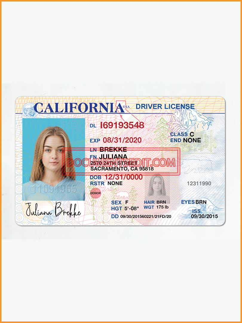 California Driving License Template (V2) Documents Edit