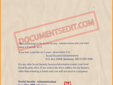 Social Security Card Front & Back 1