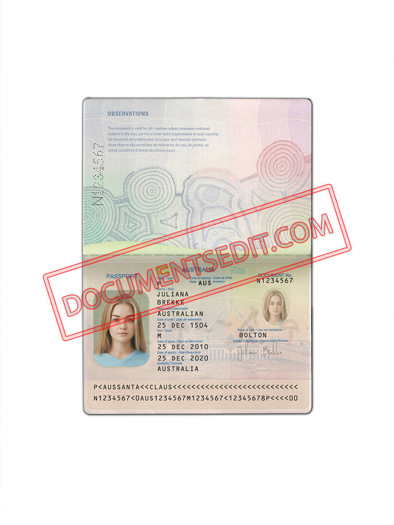 Australia Passport Template V1 - Documents Edit