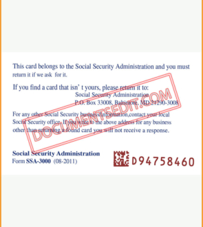 Social Security Card Template 33 back