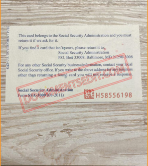 Social Security Card Template Back 105
