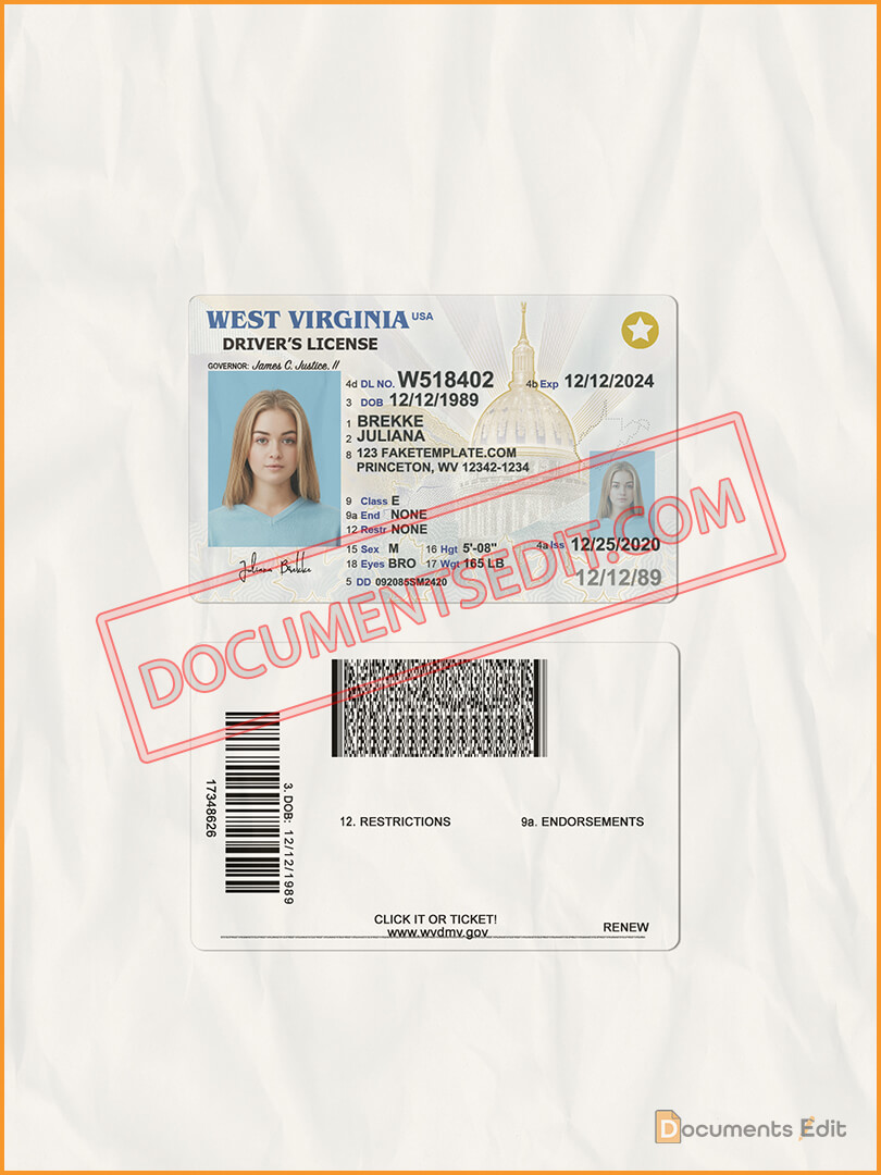 West Virginia Driver License New Template Documents Edit