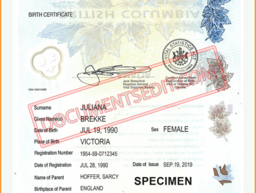 British Columbia Birth Certificate