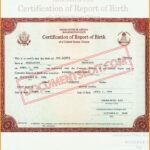 Certification of Report of Birth Template