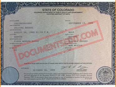 Colorado Birth Certificate