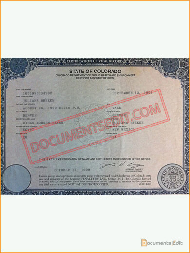 Colorado Birth Certificate