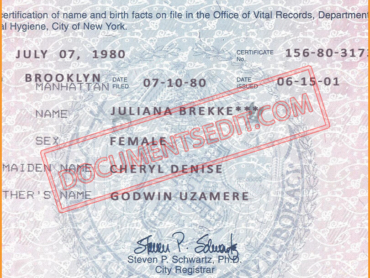 New York State (NY) Birth Certificate 2