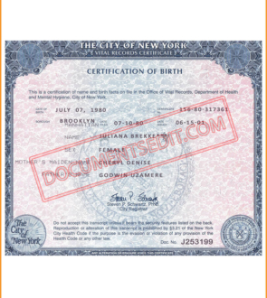 New York Birth Certificate