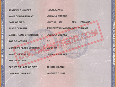 Virginia Birth Certificate