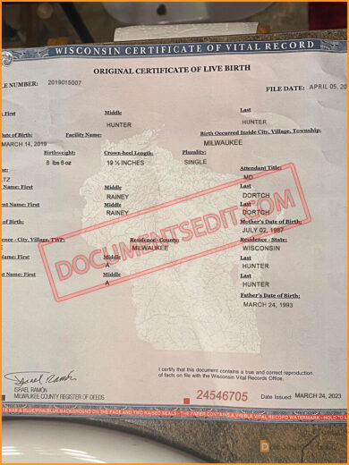 Wisconsin Birth Certificate 2