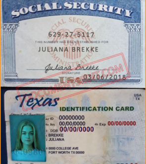 SSN and Texas Identification Card
