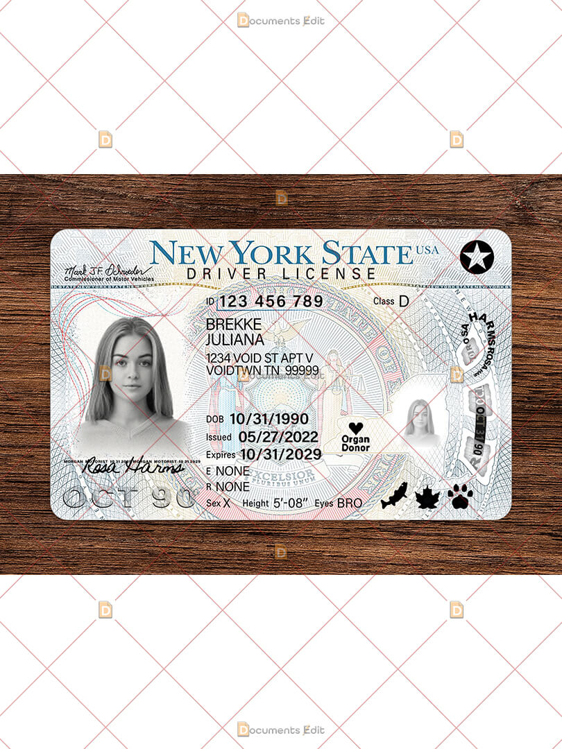 New York Driving License Template V2 Documents Edit