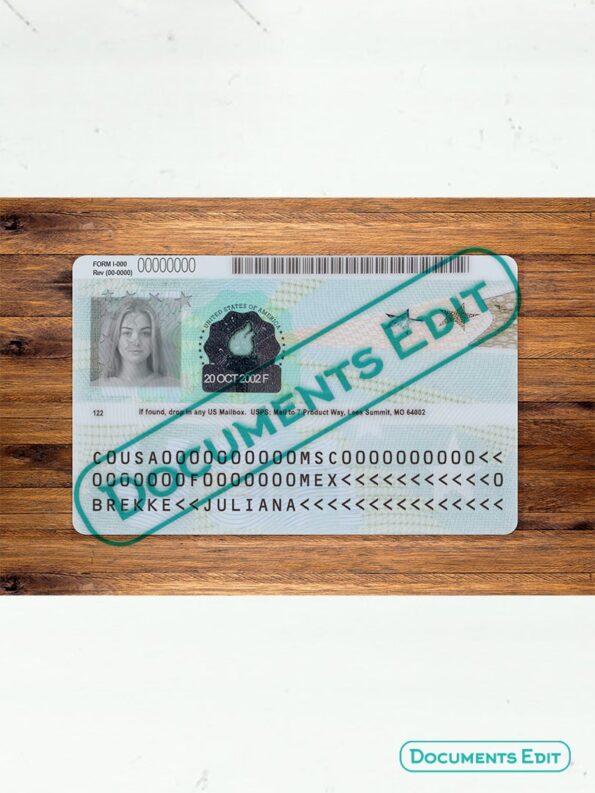 DocumentsEdit USA Permanent Resident Card PSD Template V3 2 min