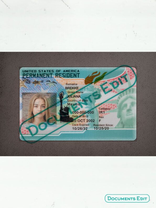 DocumentsEdit USA Permanent Resident Card PSD Template V3 4 min