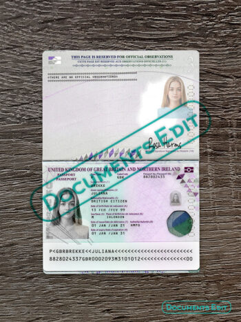 DocumentsEdit United Kingdom Passport PSD Template 4